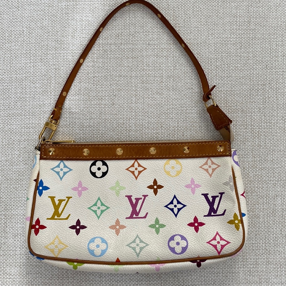 LOUIS VUITTON Monogram Multicolor Pochette in White